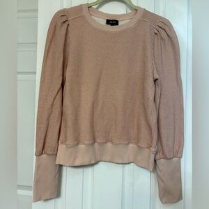 ME + EM Women Cotton Pink & White Ribbed Long Sleeve Sweater Top Sz UK 12 US 8